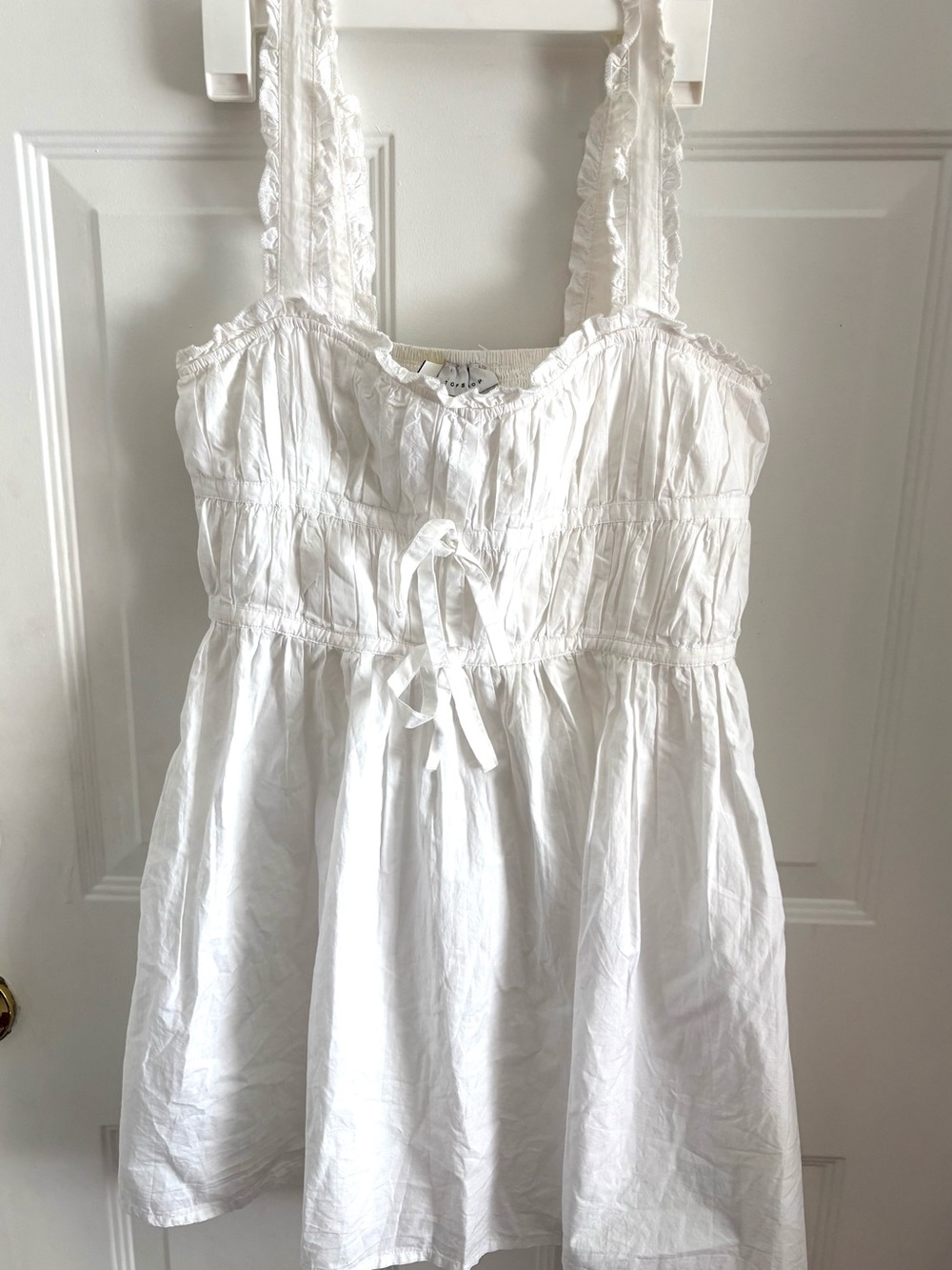 Topshop White Ruffled Strap Sundress